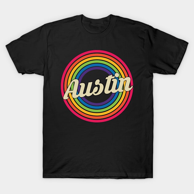 Austin - Retro Rainbow Style T-Shirt by MaydenArt